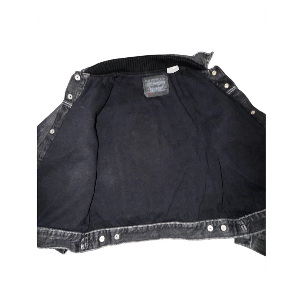 Levi Strauss Co Juniors Denim Trucker Jacket Faded Black White Stitch L 57531 - Picture 6 of 7